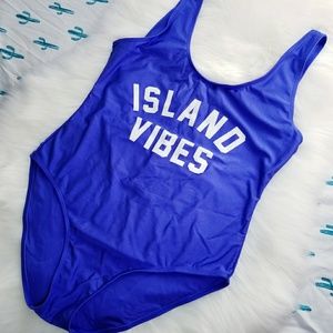 Blue island vibes one piece swimsuit